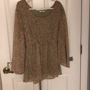 Taupe & Pink Floral Maturity Blouse